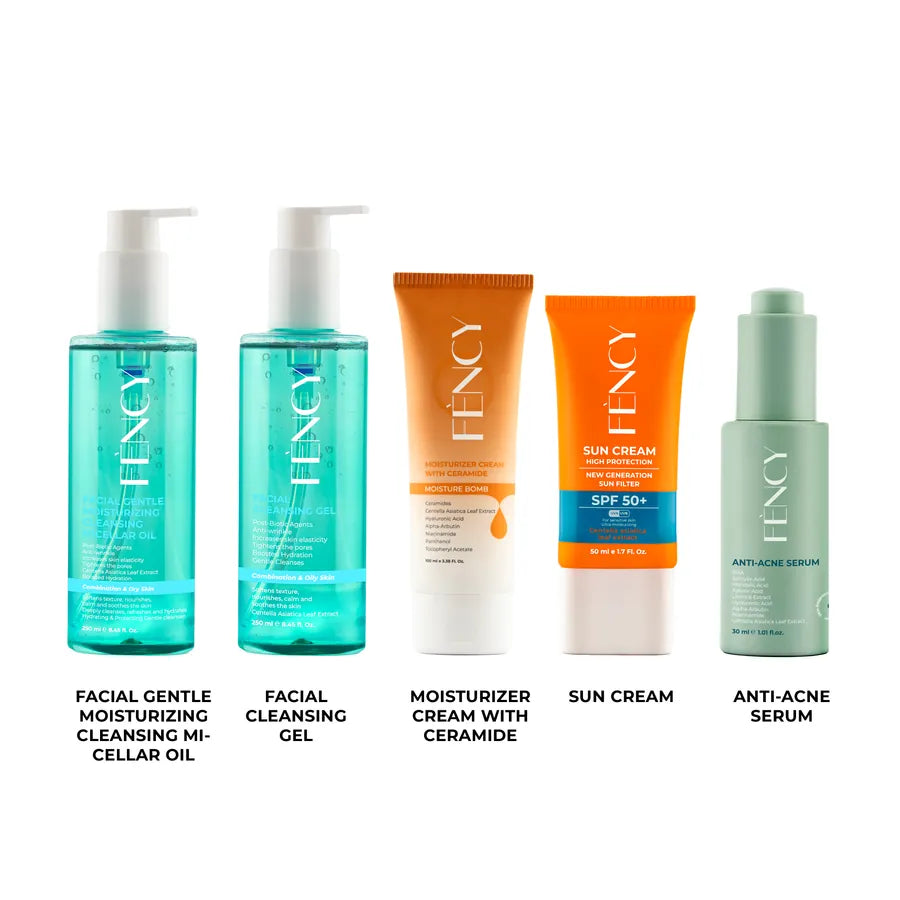 FÈNCY Acne Care Set for oily skin, mattifying skincare routine delivered in the UAE.