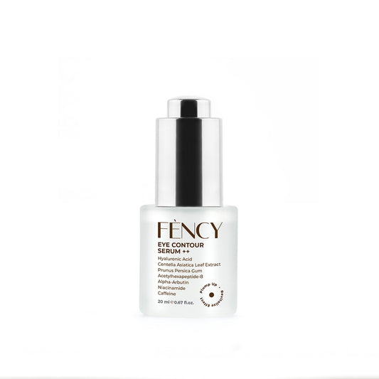 FÈNCY Eye Contour Serum ++ 20ml dropper bottle with silver cap on white background – UAE