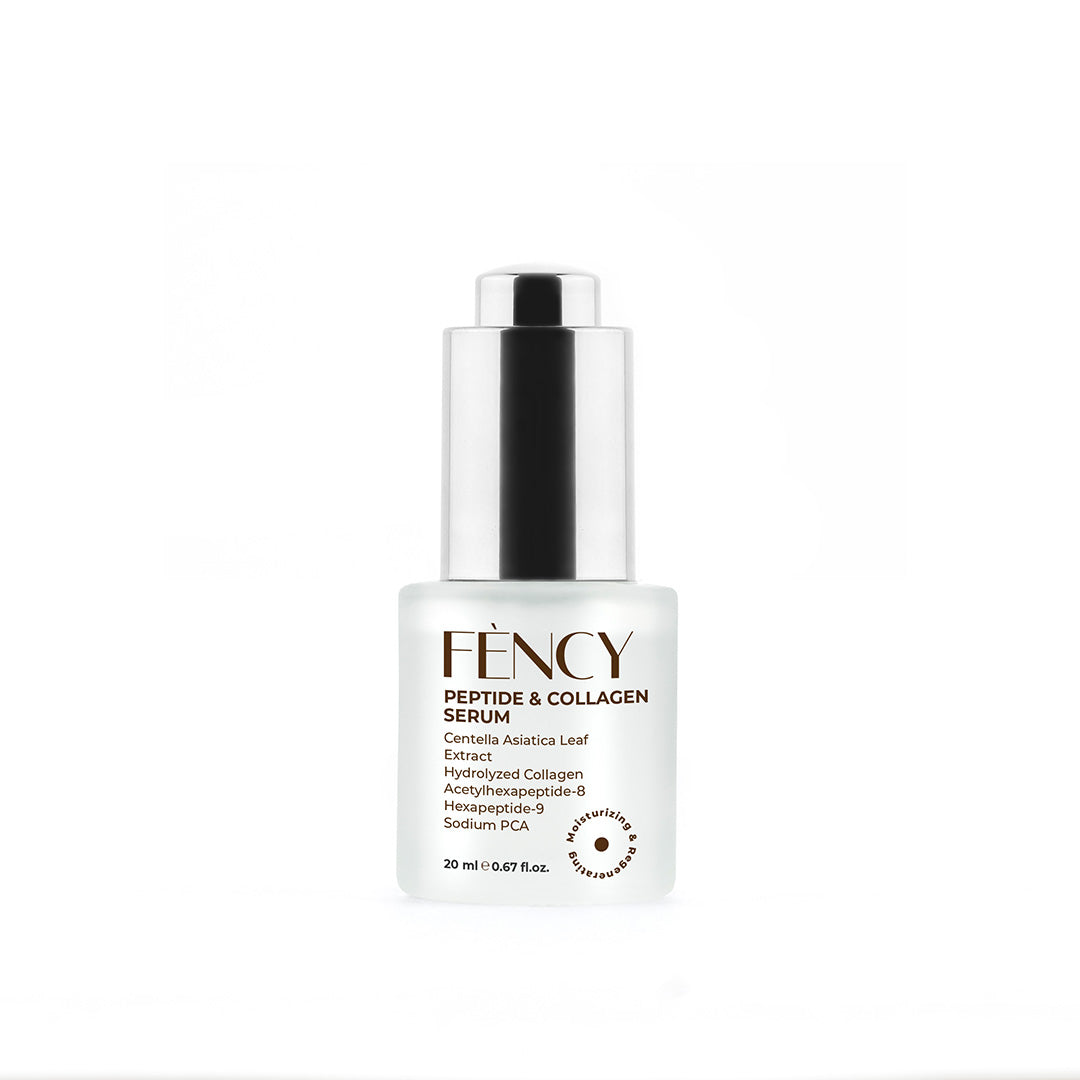 FÈNCY Peptide & Collagen Serum 20ml frosted dropper bottle with silver cap on white background – anti-aging serum available in UAE